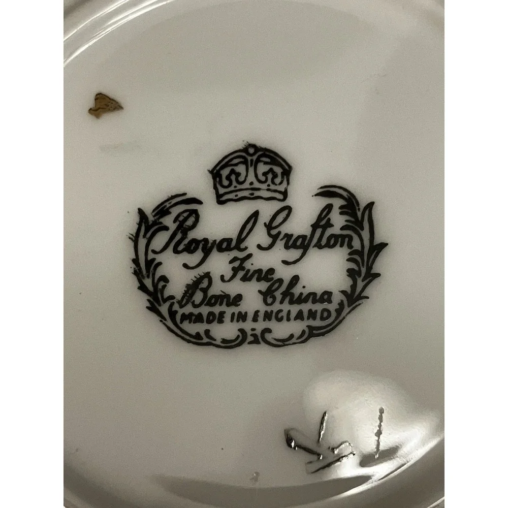 Vtg Royal Grafton Bone China Butter Trinket Dish England Cries London Cherries